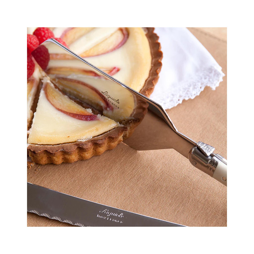 Laguiole® Cake Slicer & Bread Knife Set - in use
