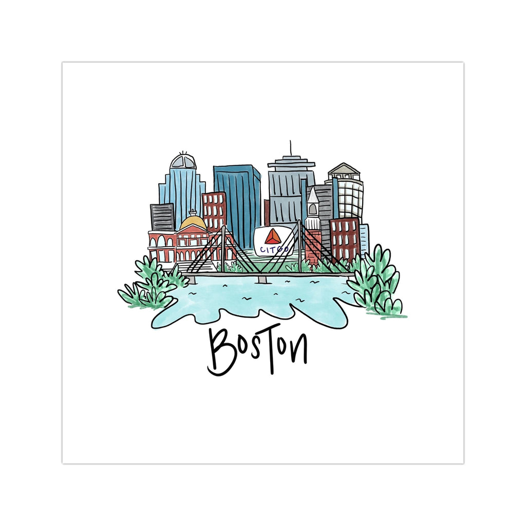 Boston Skyline Tea Towel