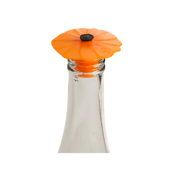 Silicone Poppy Bottle Stopper - Orange Tangerine