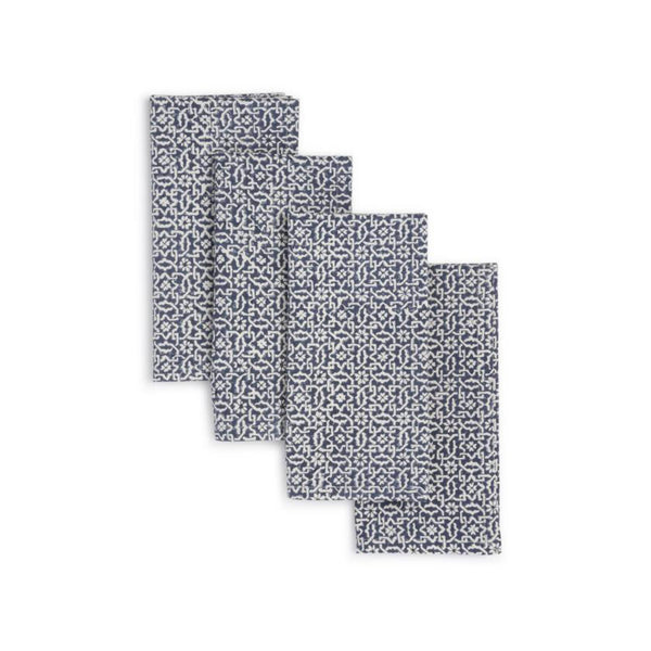 Hand Block Printed Napkins Set of 4 - Blue Valley