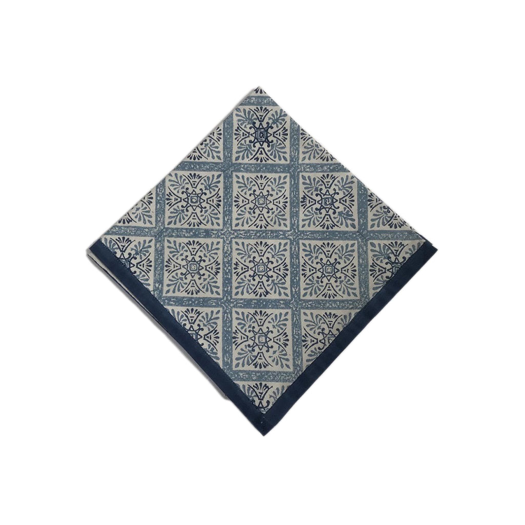 Block Printed Napkin -Porto Tile