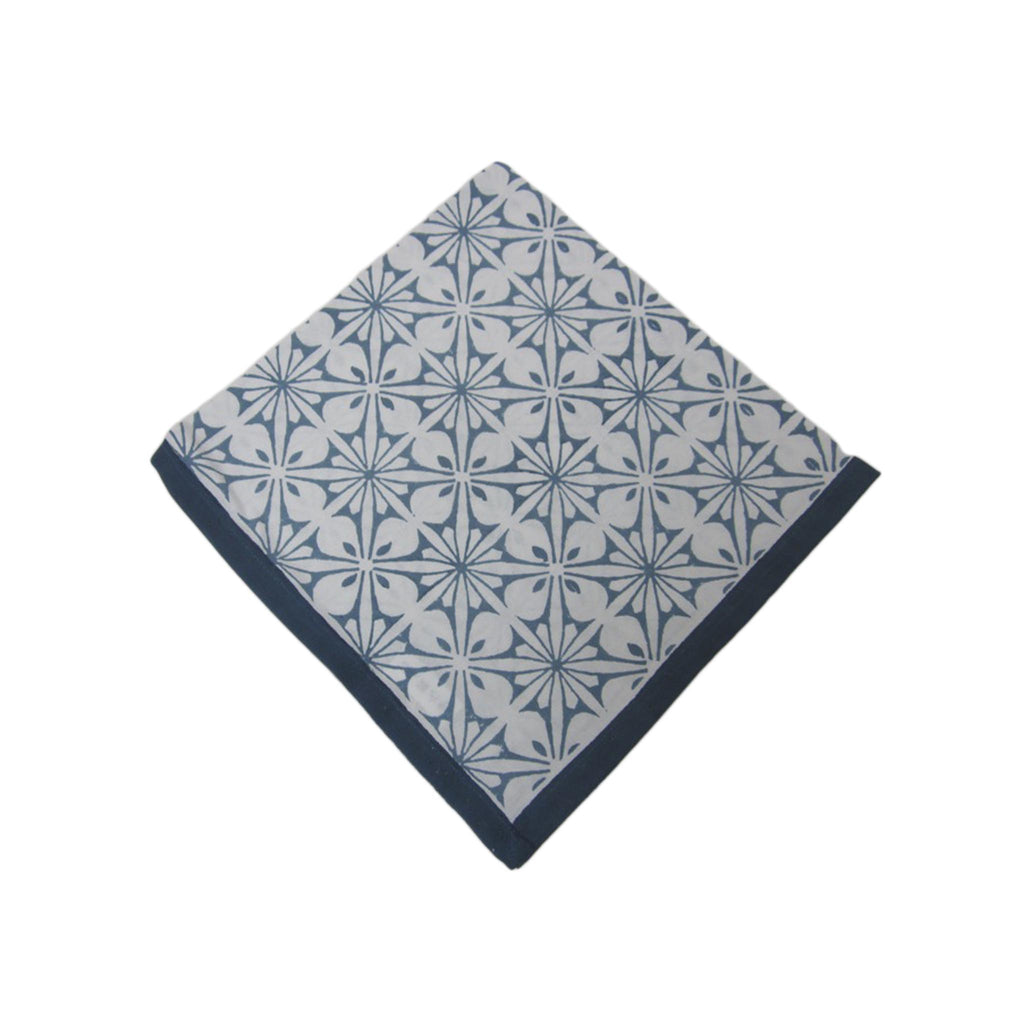 Block Printed Napkin -Porto Blue & White