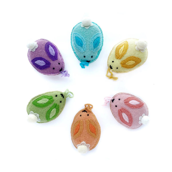 Embroidered Wool Egg Bunnies Ornaments