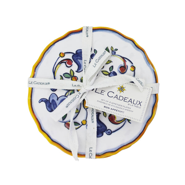 Le Cadeaux Melamine Capri Appetizer Plate Set of 4