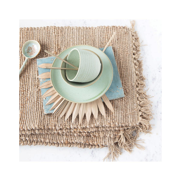 Woven Cotton & Jute Placemat with Tassels lifestyle