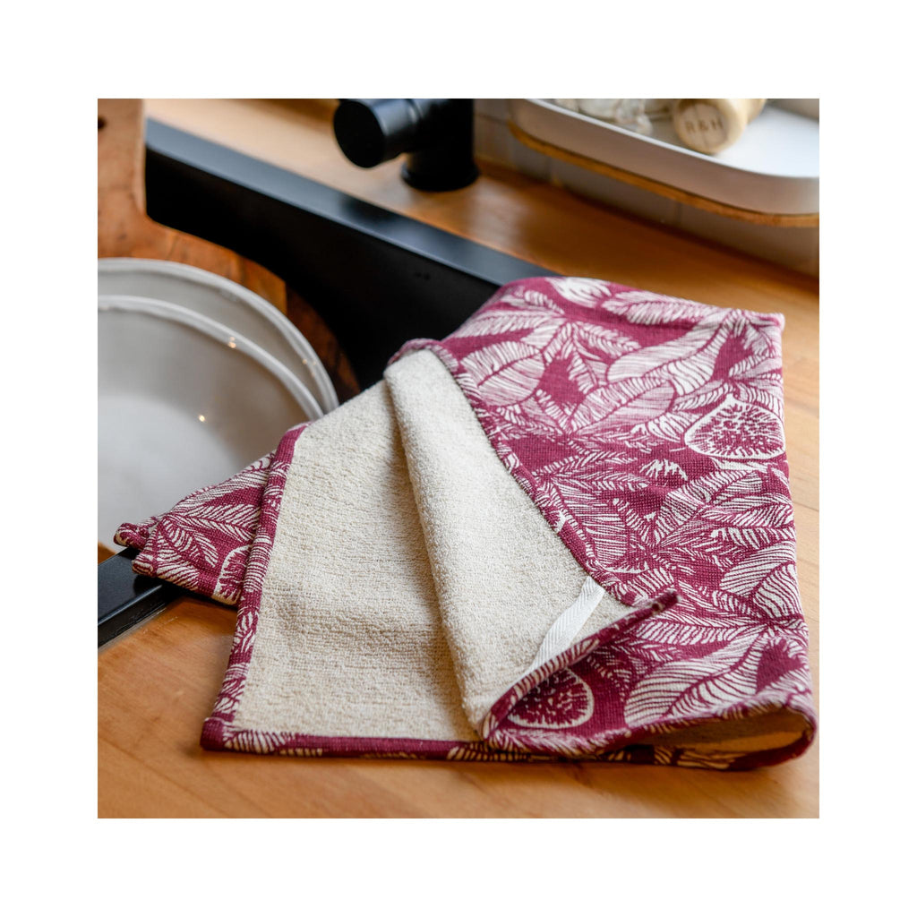 Recycled Cotton Fig Terry Tea Towels - Ruby - lifestyle