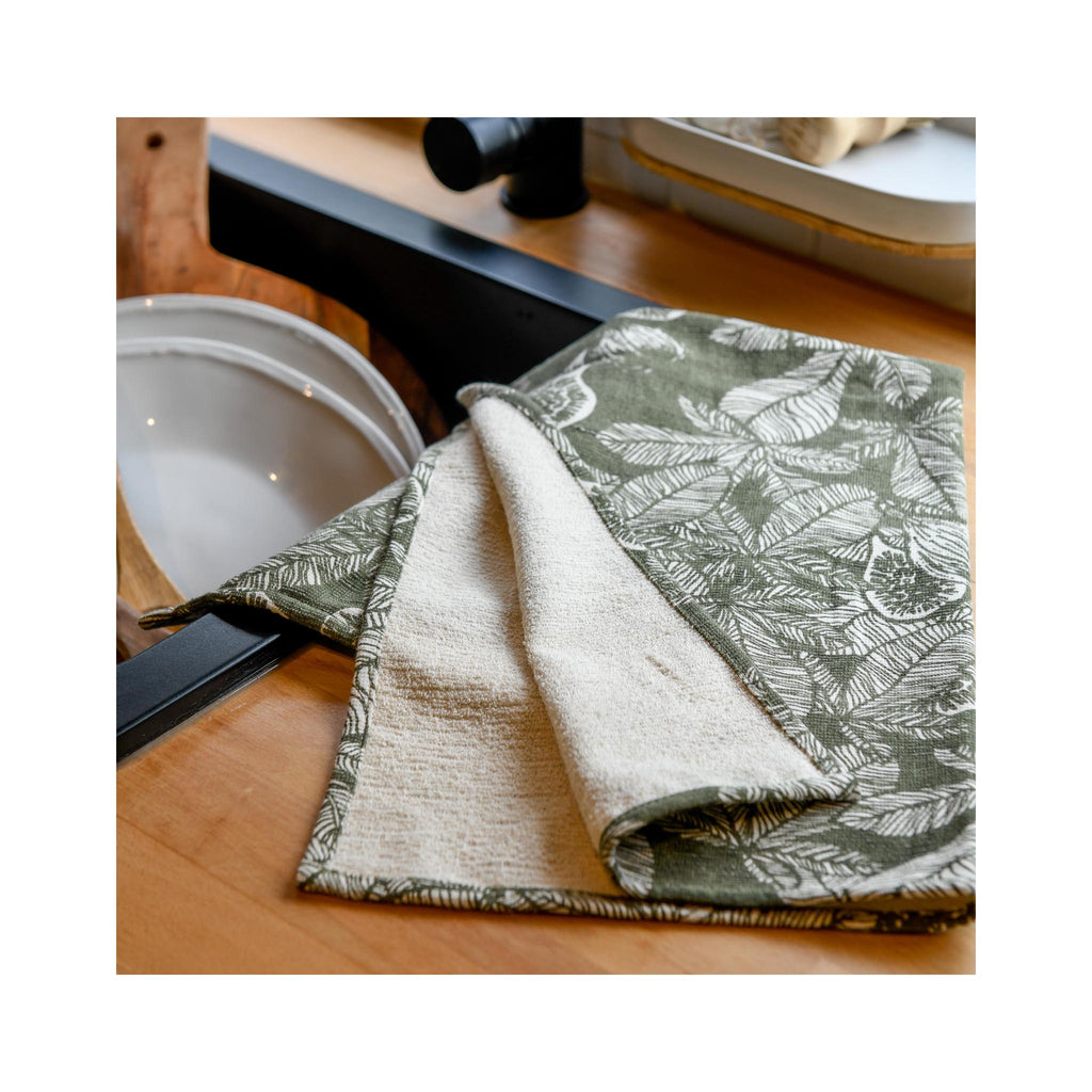 Recycled Cotton Fig Terry Tea Towels - Burnt Olive -lifestyle