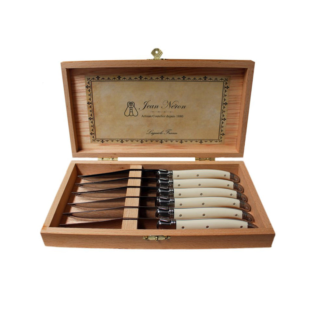 Laguiole Steak Knives Set of 6 - Ivory - in box