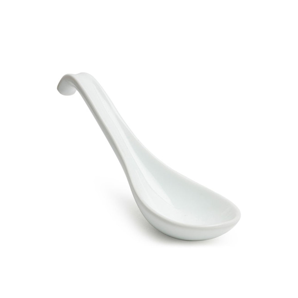White Soup Spoon with Hook - 7"