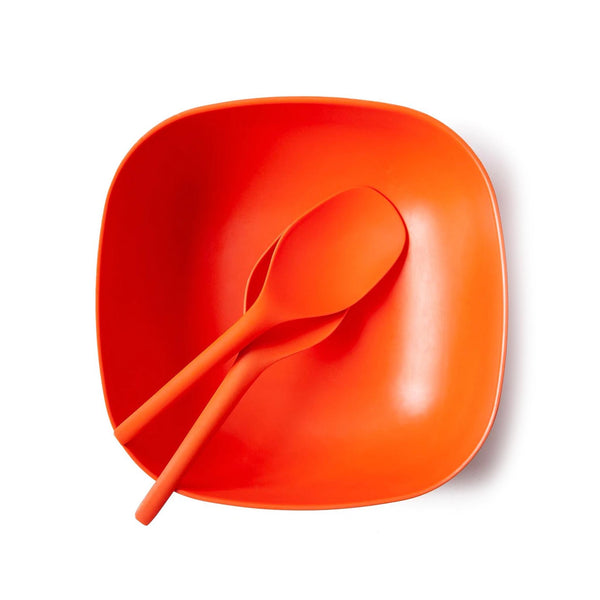 Ekobo Salad Bowl - Persimmon - with servers