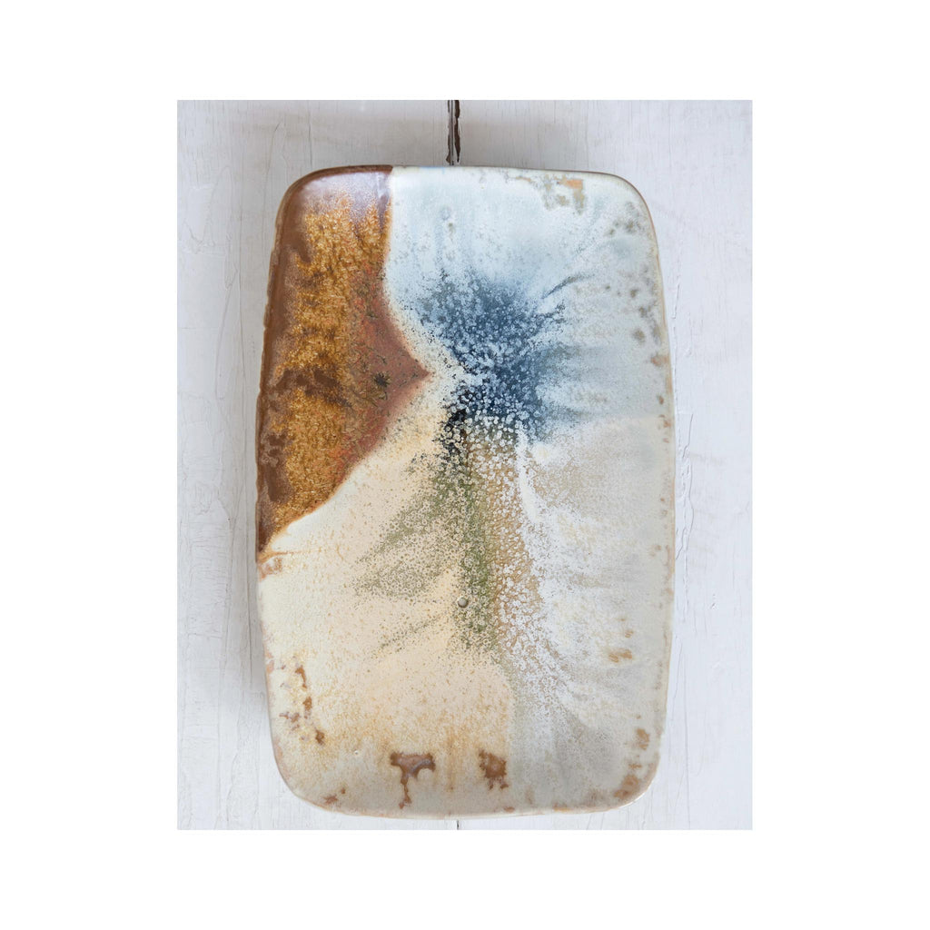 Hand-painted Abstract Landscape Stoneware Platter