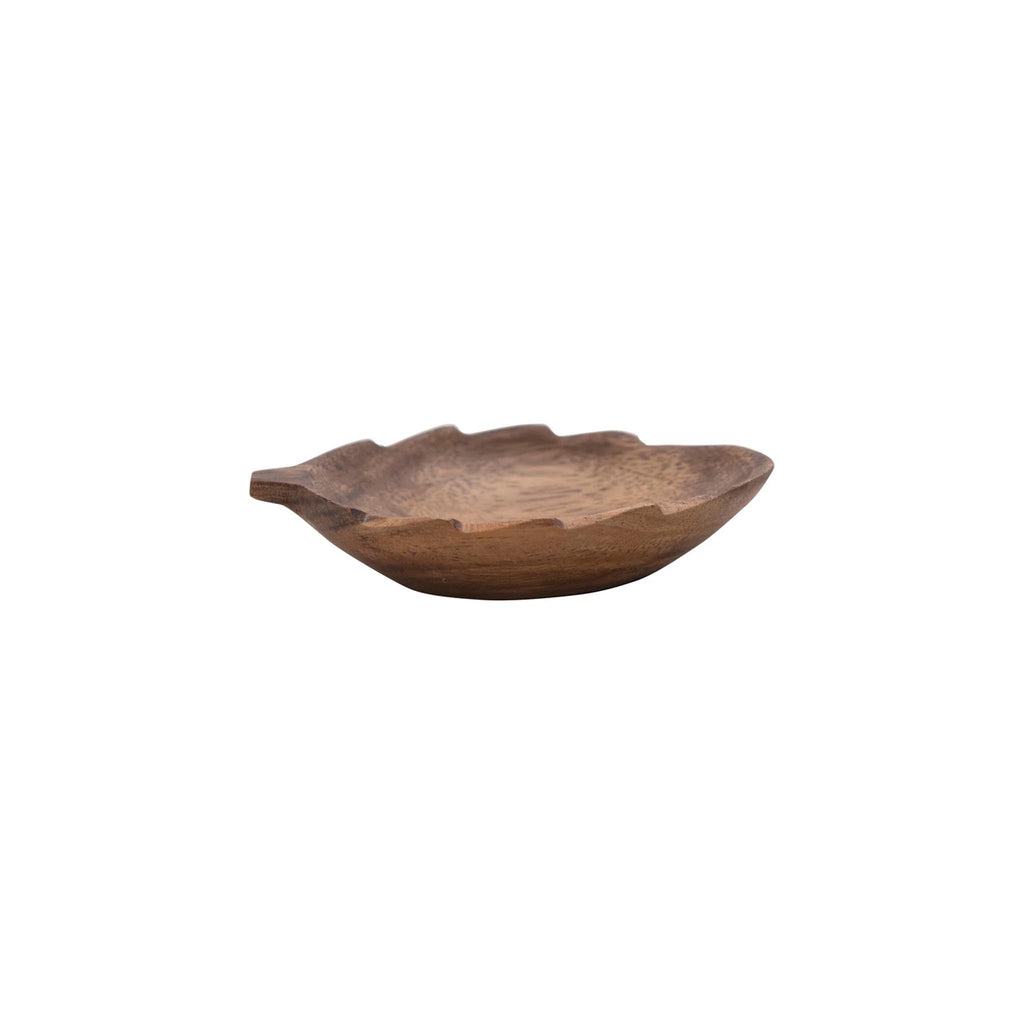 Hand-carved Acacia Wood Leaf-shaped Dish