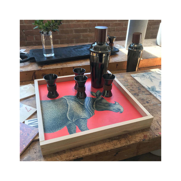 LAMOU Baltic Birch Printed Serving Tray - Nosey Rhino