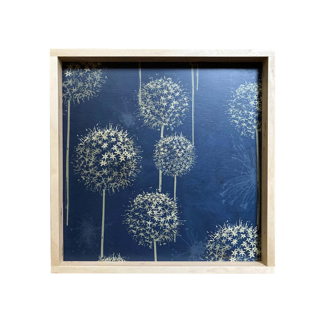 LAMOU Baltic Birch Printed Serving Tray - Atomic Allium on Blue