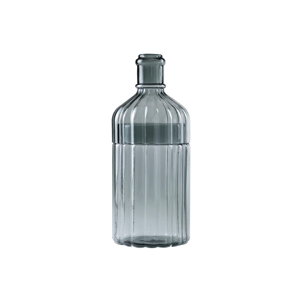 Metropolitan Ribbed Glass Bottle Vases - Grey