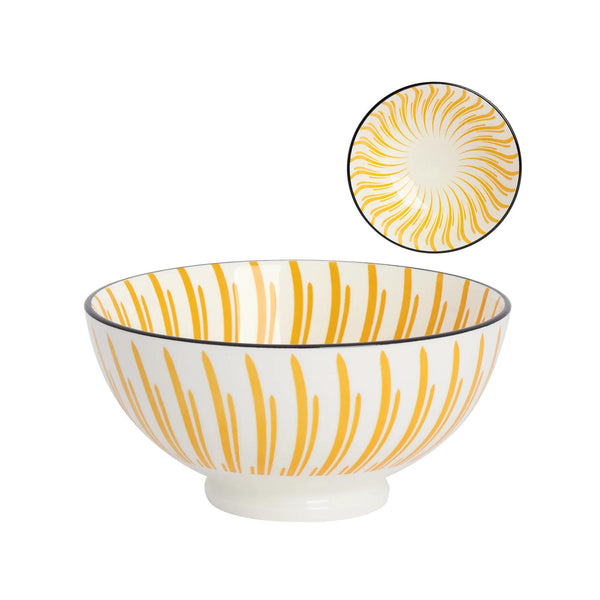 Kiri Porcelain Bowl - Yellow Sunburst - Large