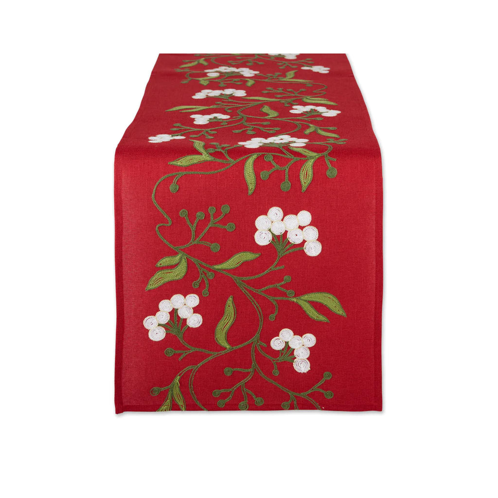 Mistletoe Embroidered Table Runner