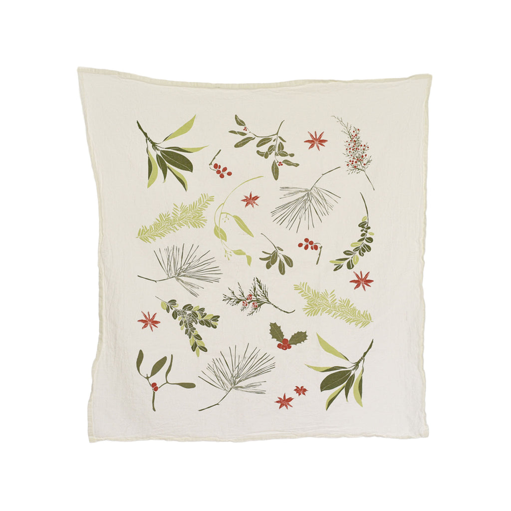 Flour Sack Tea Towel - Boughs & Berries