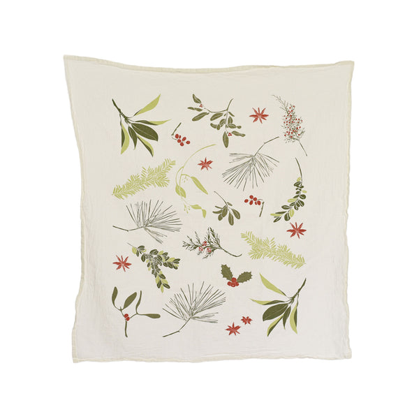 Flour Sack Tea Towel - Boughs & Berries