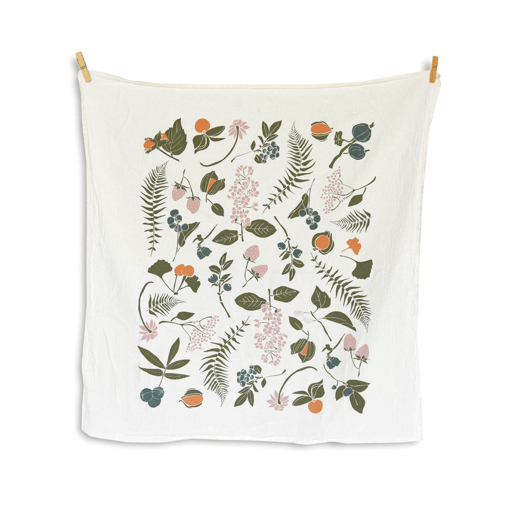 Flour Sack Tea Towel - Wild Berries & Nuts