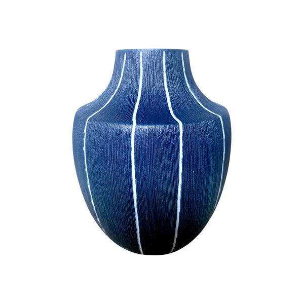 Inca Mini Vase - Indigo with White Stripes
