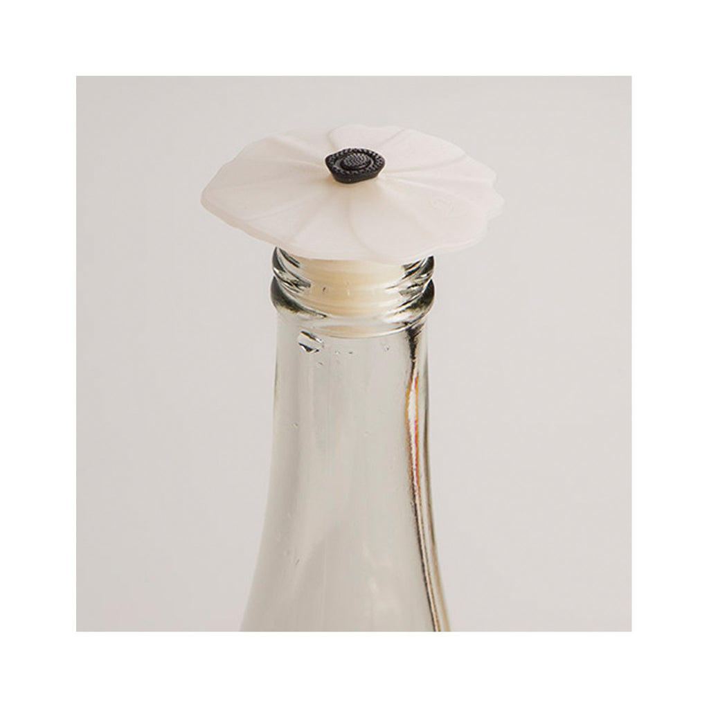 Silicone Poppy Bottle Stopper - White